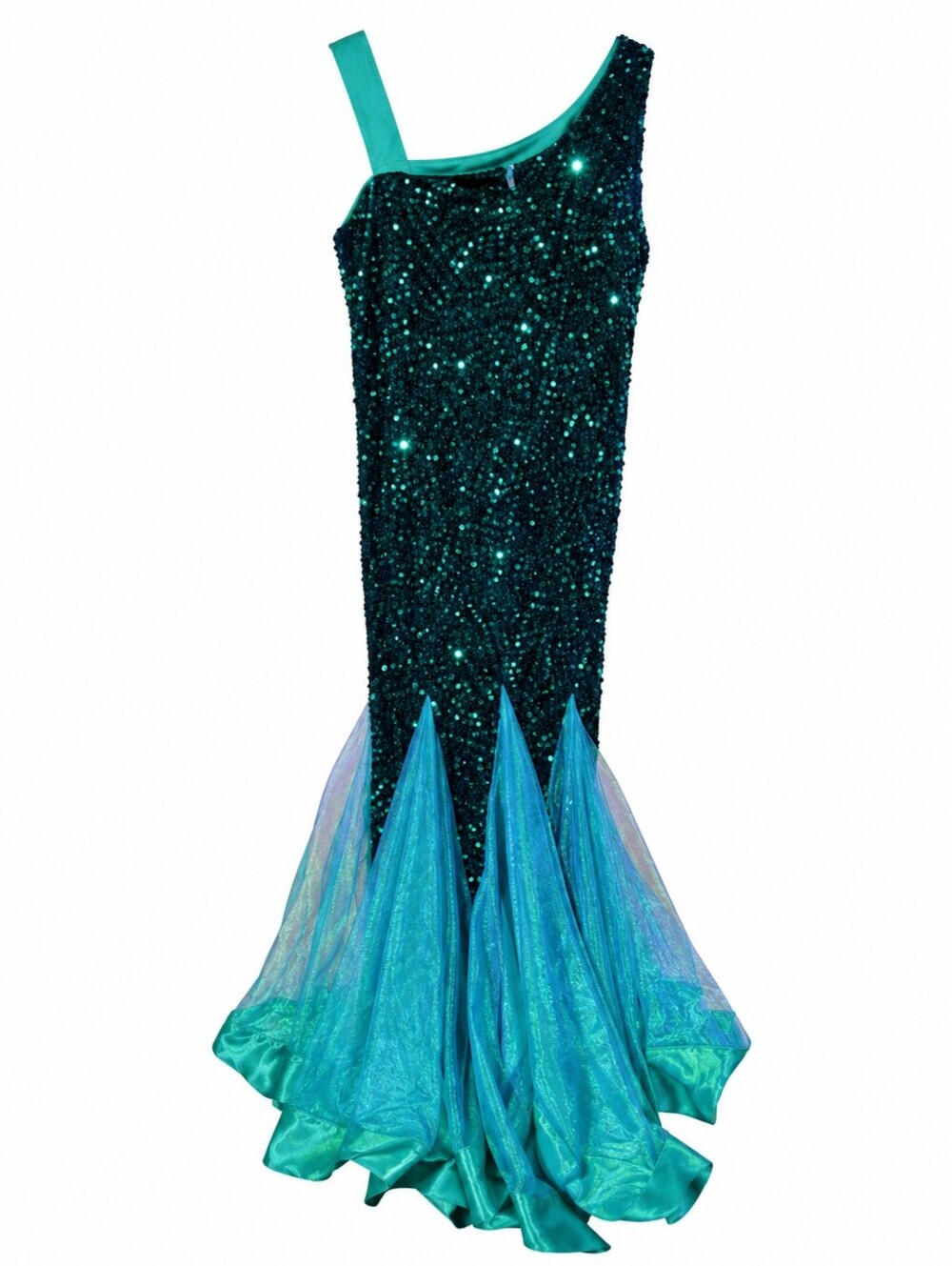 Alisa & Leo Emerald Sequin Mermaid Formal Gown Prom Dress One Shoulder 11Y - Picture 3 of 14